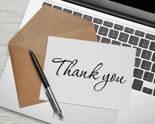 Handwritten thank you